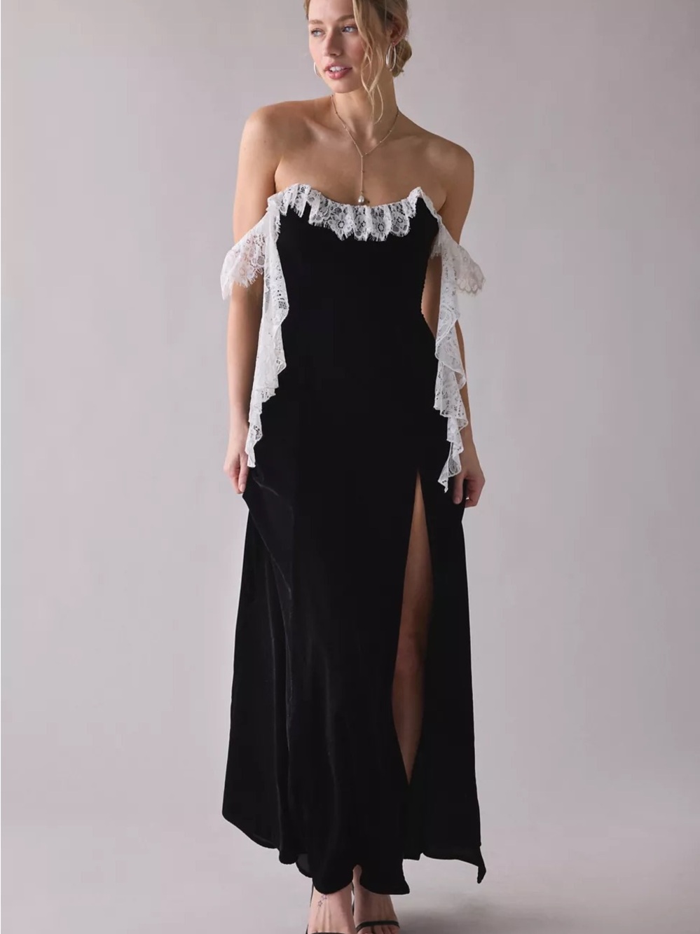 $349 NWT For Love And Lemons La Vie En Bow Velvet Maxi Dress Sz X-Small